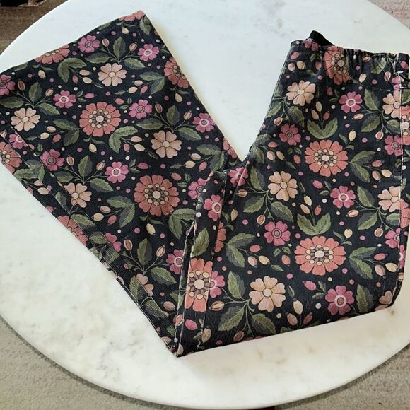 The Pyramid collection groovy boho floral corduroy wide leg pants size small - Picture 2 of 5